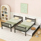 Letto a Castello in Legno per Due ca. 97 × 191 cm Materassi con Letto Estraibile