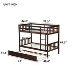 Letto a Castello in Legno per Due ca. 97 × 191 cm Materassi con Letto Estraibile