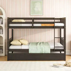Wood Bunk Bed for Two Approx. 97 × 191 cm Mattresses with Trundle