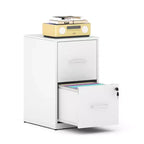 2-Drawer Lockable Vertical File Cabinet, Steel, for Letter/Legal/A4/F4, Anti-Tip, Home Office (White)