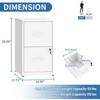 Classificatore verticale a 2 cassetti con serratura, in acciaio, per documenti in formato Letter/Legale/A4/F4, antiribaltamento, per ufficio domestico (bianco)