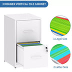 Classificatore verticale a 2 cassetti con serratura, in acciaio, per documenti in formato Letter/Legale/A4/F4, antiribaltamento, per ufficio domestico (bianco)
