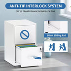 Classificatore verticale a 2 cassetti con serratura, in acciaio, per documenti in formato Letter/Legale/A4/F4, antiribaltamento, per ufficio domestico (bianco)