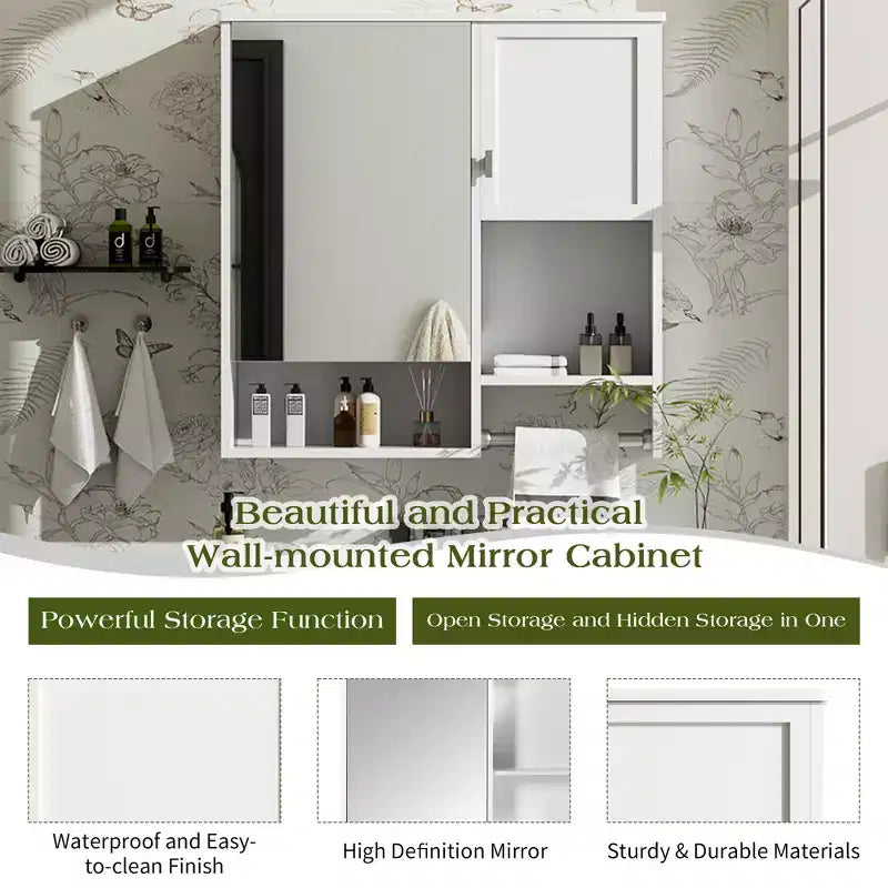 Mobiletto da bagno a muro 29'' x 28'' con specchio e portasciugamani