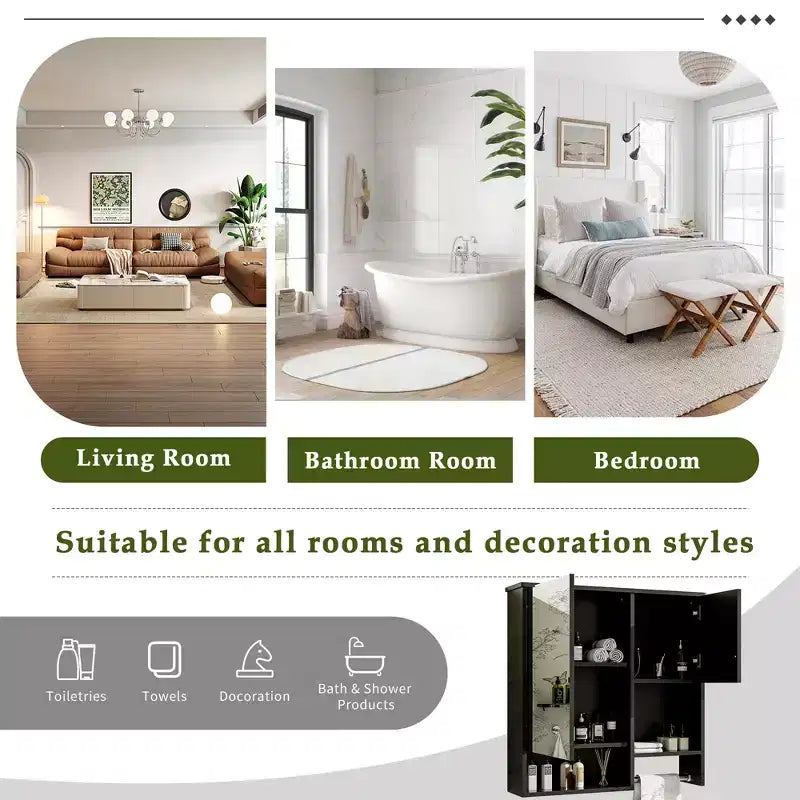 Mobiletto da bagno a muro 29'' x 28'' con specchio e portasciugamani