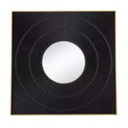100.1 cm Square Wall Mirror with Pleated Frame and Gold-Tone Finish