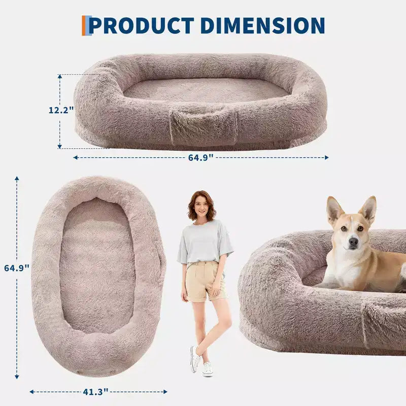 Cuccia Grande per Cani per Umani con Copertura Rimovibile e Tasca Laterale