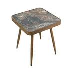 Hexagon Side Table with Hemlock Wood Top and Iron Frame
