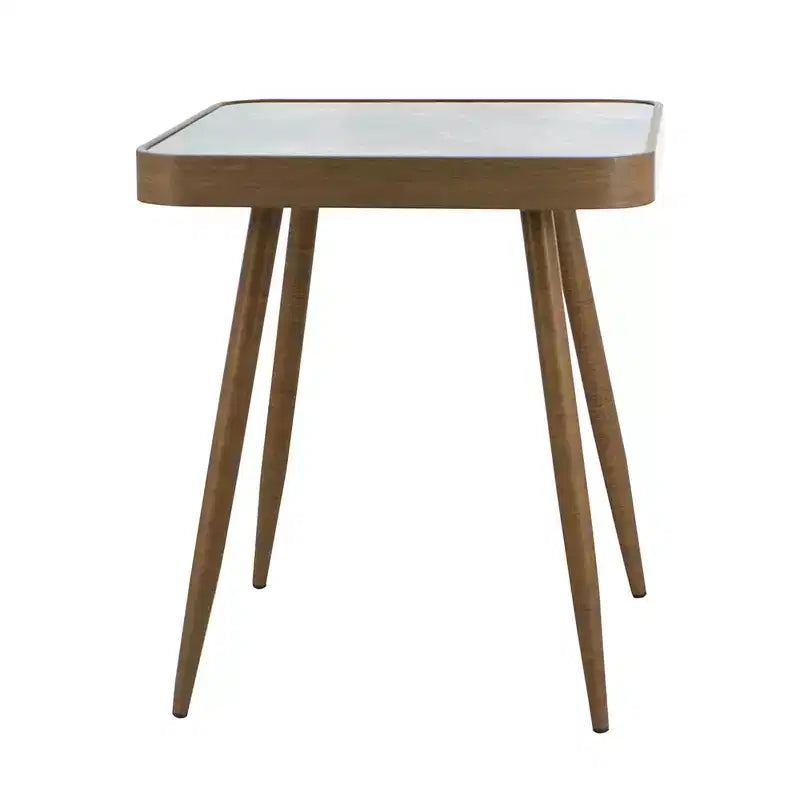 Tavolino esagonale con piano in legno di Hemlock e struttura in ferro